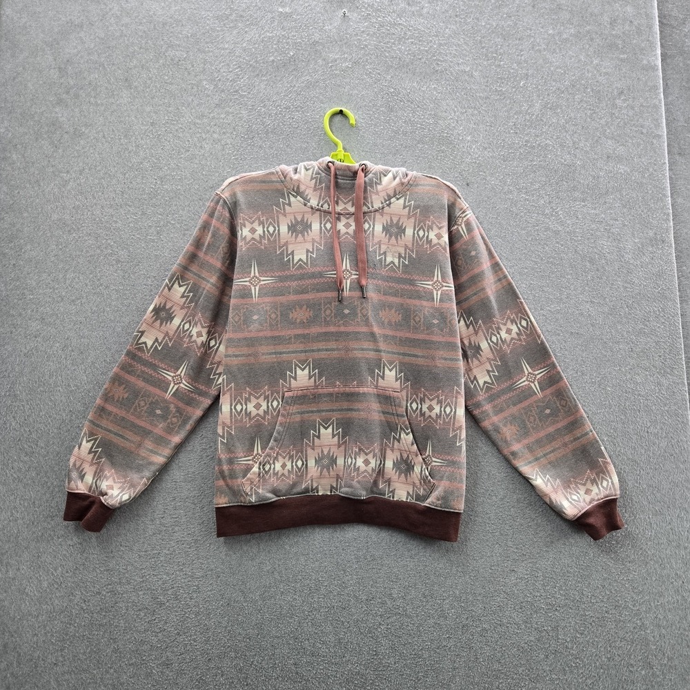 Shyanne Women Hoodie L Brown Geometric Fleece Western Pullover